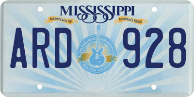 MS license plate ARD928