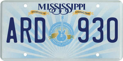 MS license plate ARD930