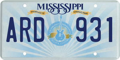 MS license plate ARD931