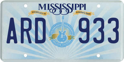 MS license plate ARD933