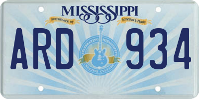 MS license plate ARD934
