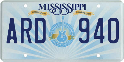 MS license plate ARD940
