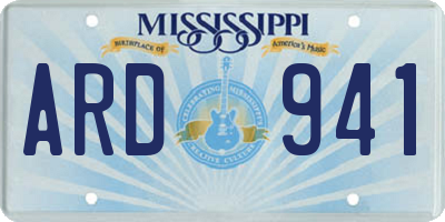 MS license plate ARD941