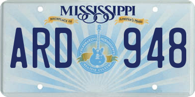 MS license plate ARD948