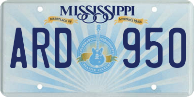 MS license plate ARD950