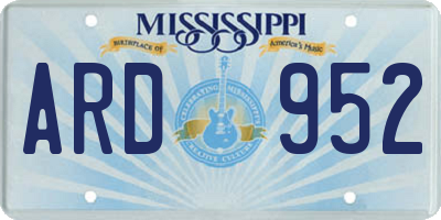 MS license plate ARD952