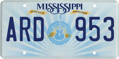 MS license plate ARD953