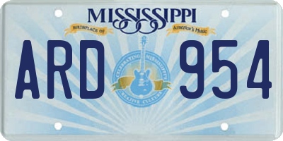 MS license plate ARD954