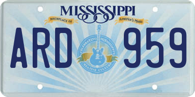 MS license plate ARD959