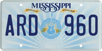 MS license plate ARD960