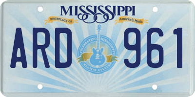 MS license plate ARD961
