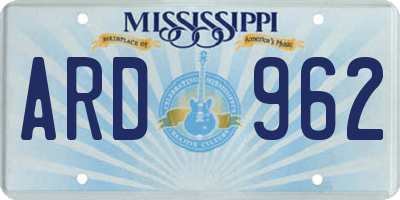 MS license plate ARD962