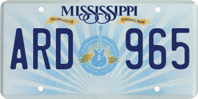MS license plate ARD965