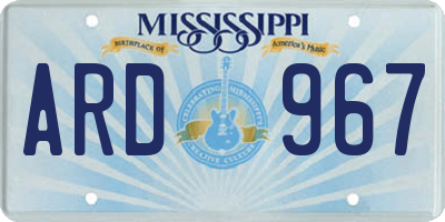MS license plate ARD967