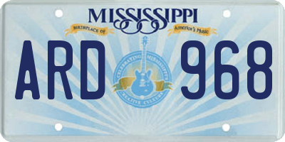 MS license plate ARD968