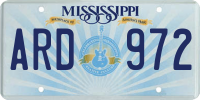 MS license plate ARD972