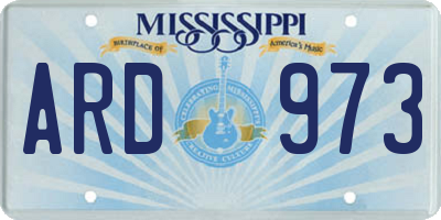 MS license plate ARD973