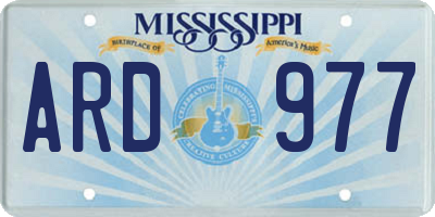MS license plate ARD977