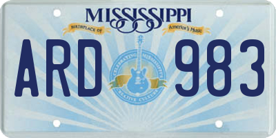 MS license plate ARD983