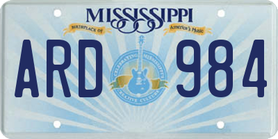 MS license plate ARD984