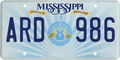 MS license plate ARD986
