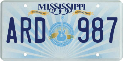MS license plate ARD987