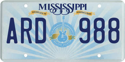 MS license plate ARD988