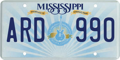 MS license plate ARD990