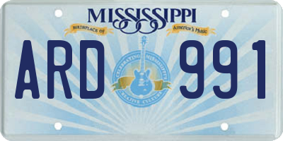 MS license plate ARD991