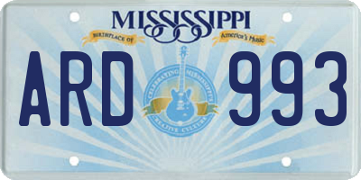 MS license plate ARD993