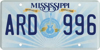 MS license plate ARD996