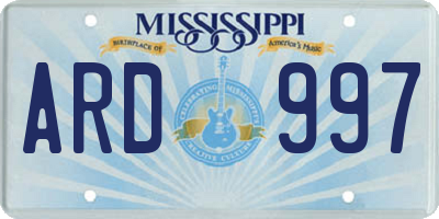 MS license plate ARD997
