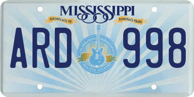 MS license plate ARD998