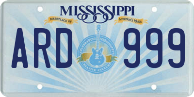 MS license plate ARD999
