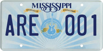 MS license plate ARE001