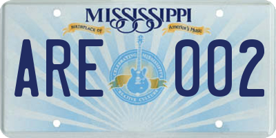MS license plate ARE002