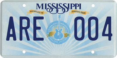 MS license plate ARE004