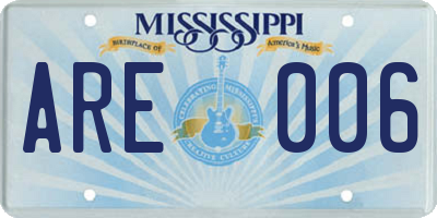MS license plate ARE006