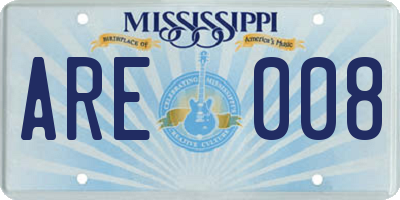 MS license plate ARE008