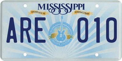 MS license plate ARE010
