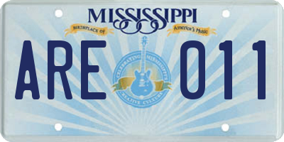 MS license plate ARE011