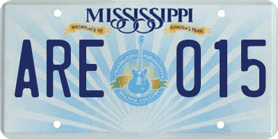 MS license plate ARE015