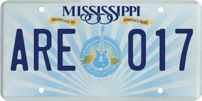 MS license plate ARE017