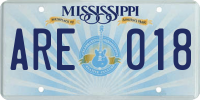 MS license plate ARE018