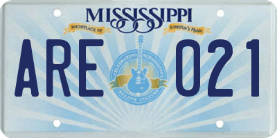 MS license plate ARE021
