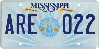 MS license plate ARE022