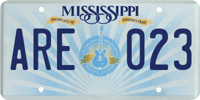 MS license plate ARE023