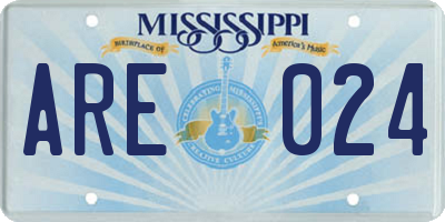 MS license plate ARE024
