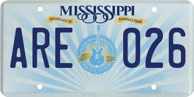 MS license plate ARE026