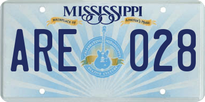 MS license plate ARE028